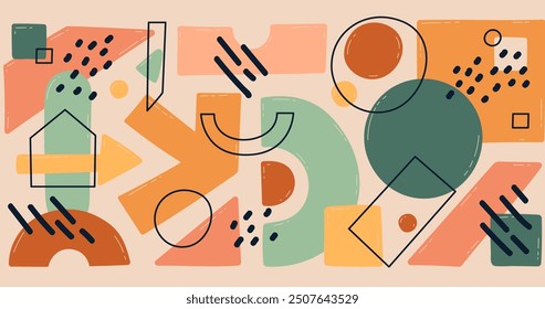 Hand drawn flat abstract shapes background vector design in eps 10