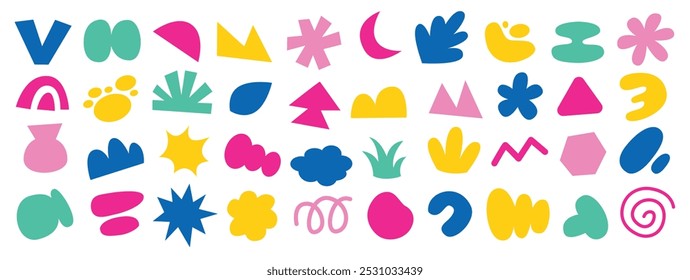 Hand drawn flat abstract shapes collection vector