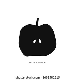 Hand drawn flat apple shape. Simple fruit logo. Apple icon