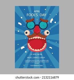 hand drawn flat April fools day poster flyer template vector