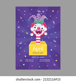 hand drawn flat April fools day poster flyer template vector