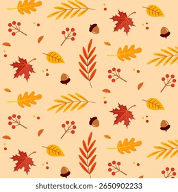 Hand drawn flat autumn patterns