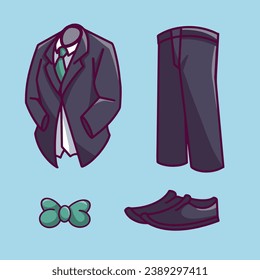 Hand drawn flat business clothing collection