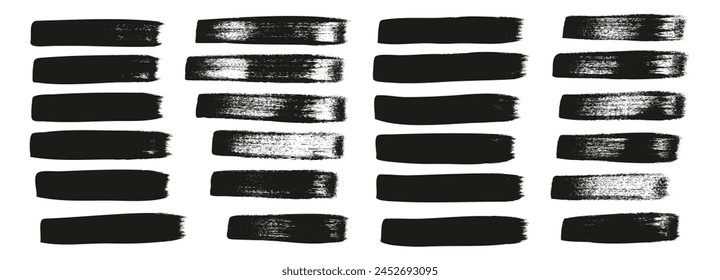 Hand Drawn Flat Calligraphy Paint Brush Regular Straight Lines High Detail Abstract Vector Background Set 