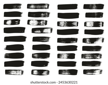 Hand Drawn Flat Calligraphy Paint Brush Regular Straight Lines High Detail Abstract Vector Background Set 