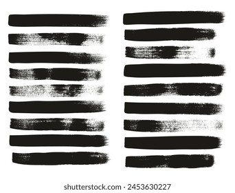 Hand Drawn Flat Calligraphy Paint Brush Regular Straight Lines High Detail Abstract Vector Background Set 