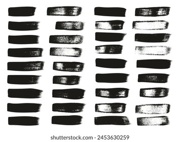Hand Drawn Flat Calligraphy Paint Brush Regular Straight Lines High Detail Abstract Vector Background Set 