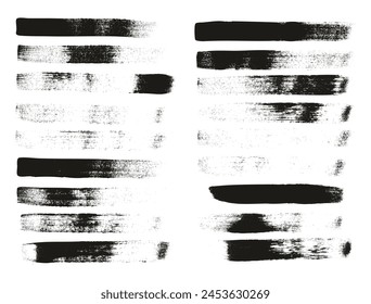 Hand Drawn Flat Calligraphy Paint Brush Regular Straight Lines High Detail Abstract Vector Background Set 