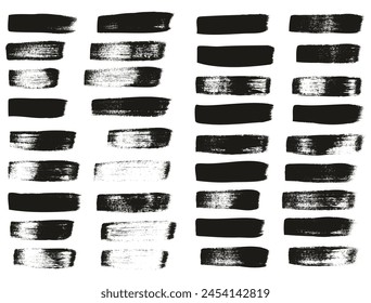 Hand Drawn Flat Calligraphy Paint Brush Regular Straight Lines High Detail Abstract Vector Background Set 