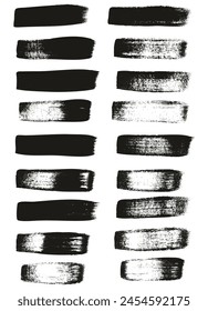 Hand Drawn Flat Calligraphy Paint Brush Regular Straight Lines High Detail Abstract Vector Background Set 