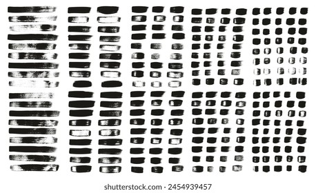 Hand Drawn Flat Calligraphy Paint Brush Regular Straight Lines High Detail Abstract Vector Background MEGA Set 