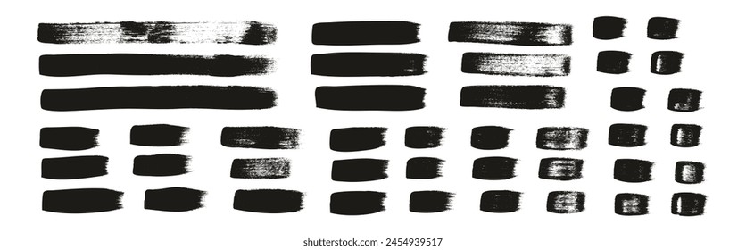 Pincel plano dibujado a mano Pincel de caligrafía Líneas rectas regulares Fondo de Vector Abstractas de alto detalle MEGA Set 