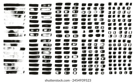Hand Drawn Flat Calligraphy Paint Brush Regular Straight Lines High Detail Abstract Vector Background MEGA Set 