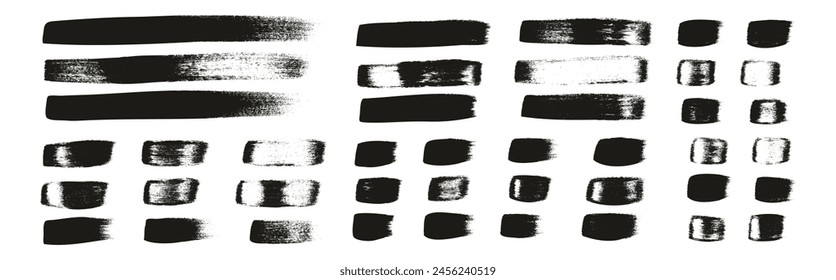 Pincel plano dibujado a mano Pincel de caligrafía Líneas rectas regulares Fondo de Vector Abstractas de alto detalle MEGA Set 