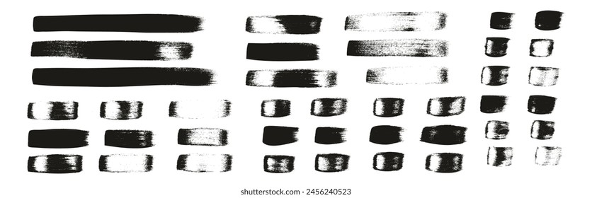 Pincel plano dibujado a mano Pincel de caligrafía Líneas rectas regulares Fondo de Vector Abstractas de alto detalle MEGA Set 