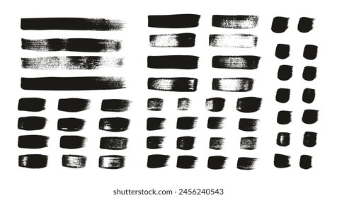 Pincel plano dibujado a mano Pincel de caligrafía Líneas rectas regulares Fondo de Vector Abstractas de alto detalle MEGA Set 