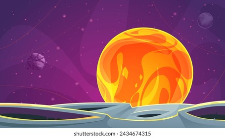 Hand Drawn Flat Cartoon Planets Composition