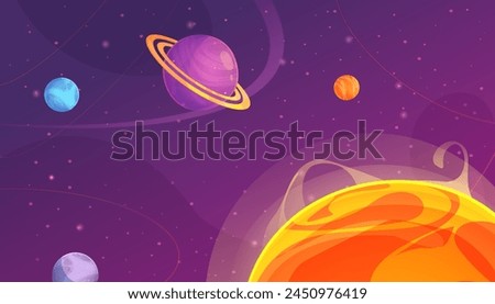 Hand Drawn Flat Cartoon Planets Composition 