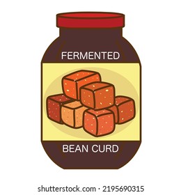 Hand drawn flat cartoon vector illustration of fermented bean curd, fermented tofu or pickled bean curd  isolated on white background