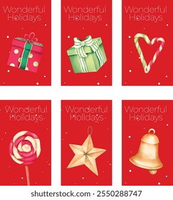 Dibujado a mano tarjetas de Navidad Plantilla