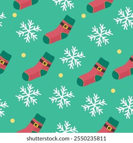 Hand drawn flat christmas seamless pattern design. Cute kawaii style. Suitable for wallpaper, backdrop, wrapping paper, children product, etc