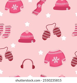 Hand drawn flat christmas seamless pattern design. Cute kawaii style. Suitable for wallpaper, backdrop, wrapping paper, children product, etc