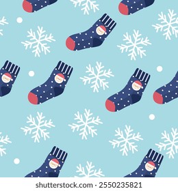 Hand drawn flat christmas seamless pattern design. Cute kawaii style. Suitable for wallpaper, backdrop, wrapping paper, children product, etc