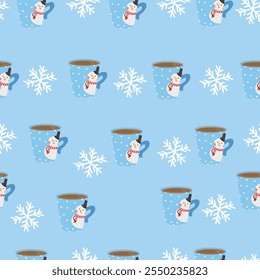 Hand drawn flat christmas seamless pattern design. Cute kawaii style. Suitable for wallpaper, backdrop, wrapping paper, children product, etc