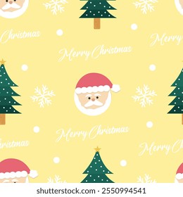 Hand drawn flat christmas seamless pattern design. Cute kawaii style. Suitable for wallpaper, backdrop, wrapping paper, children product, etc