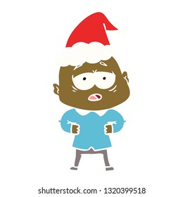 ilustração de cor plana desenhada à mão de um homem calvo cansado usando chapéu de santa