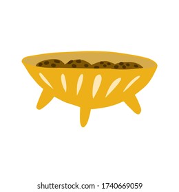 Hand drawn flat cookie bowl illustration. Cartoon vector jar with sweet treats. Design element, perfect for postcard, posters, web sites, coffee shop menu, tea store logo, print for merch