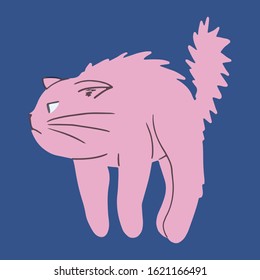 Hand drawn flat cute cat character. Colorful Kitten with bright emotion and poses.Doodle vector illustration for childish decoration clothes, patterns, stickers, cards, fabric, textile, wallpaper,pack