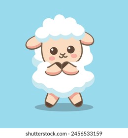 hand drawn flat cute isolated sheep character cartoon set with sign  for elements, clipart