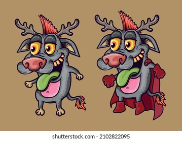 Hand drawn flat cute monster cartoon expression collection