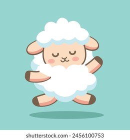 hand drawn flat cute  sheep character cartoon set for elements, clipart