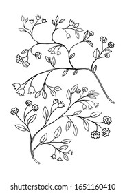 Hand drawn flat decorative flowers. Vector plants elements for design, web design, textile, ceramics, wrapping, wallpaper, cover