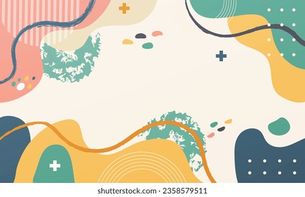 Handgezeichnetes, flaches Design, abstrakter mehrfarbiger Hintergrund