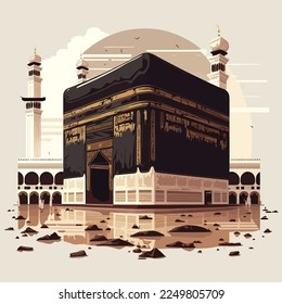 hand drawn flat design Al Kaaba illustration.