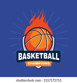 plantilla de logotipo de baloncesto de diseño plano dibujado a mano