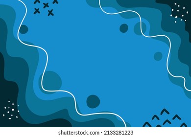Hand drawn flat design blue background vector