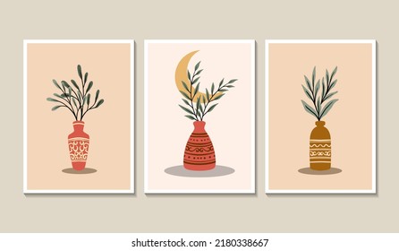 Diseño plano dibujado a mano boho arte de pared