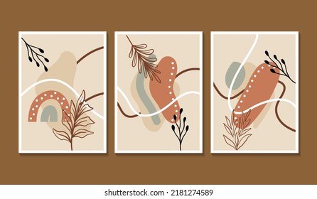 Diseño plano dibujado a mano boho arte de pared