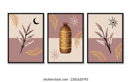 Hand drawn flat design boho wall art style