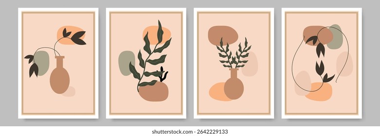 Dibujado a mano diseño plano boho arte de la pared