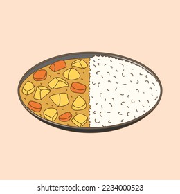 Handgezeichneter Flachdesign Doodle japanischer Speiseraum Reis