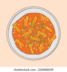 Hand Drawn Flat Design Doodle Korean Food Tteokbokki