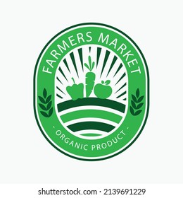 hand drawn flat design farmers market logo template vector
