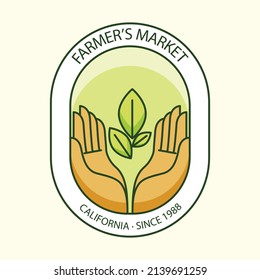 hand drawn flat design farmers market logo template vector