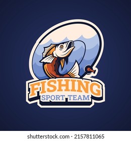 hand drawn flat design fishing logo template