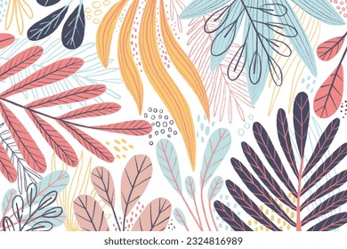 Hand drawn flat design floral pattern design